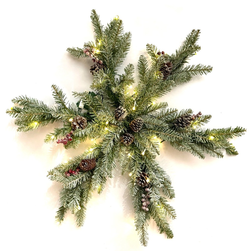 Home Decorators Collection 32in Snowy Dunhill Fir Snowflake Pre-Lit LED Wreath